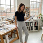 👖 50 % DE RÉDUCTION EN CE MOMENT ! 💐 Pantalon élastiqué taille haute pour femme avec poches zippées – Pantalon court extensible et infroissable