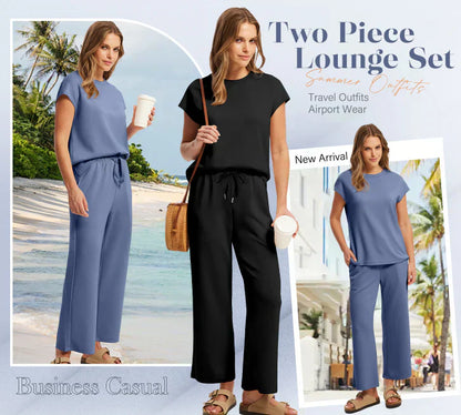 💕 Hot Sale 50% OFF🔥✨2025 New Women's  Cap Sleeve Top & Wide-Leg Pants 2-Piece Set