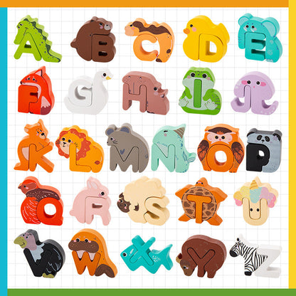 🧩 50 % DE RÉDUCTION EN CE MOMENT ! 🎨 Jouet d’association lettres et animaux en bois👶