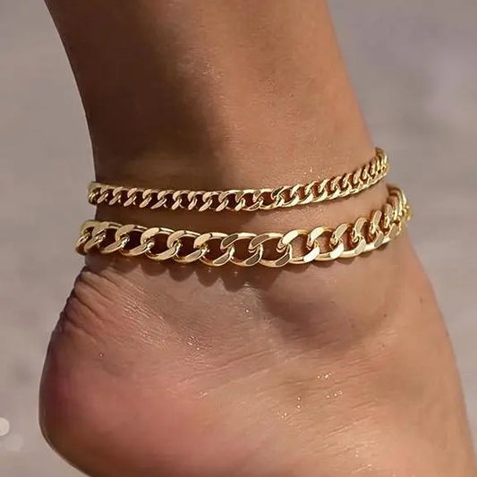 ✨Bracelet de cheville imperméable aux lignes délicates et superposées