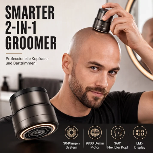 🪒 2026 Vente — Plus de 26 800 Vendus!📟 Tondeuse Électrique 2‑en‑1 pour Crâne Rasé & Barbe