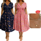 👗 50% DE RÉDUCTION ! 💐Robe pour femme à encolure en V, motif floral et taille froncée🌺
