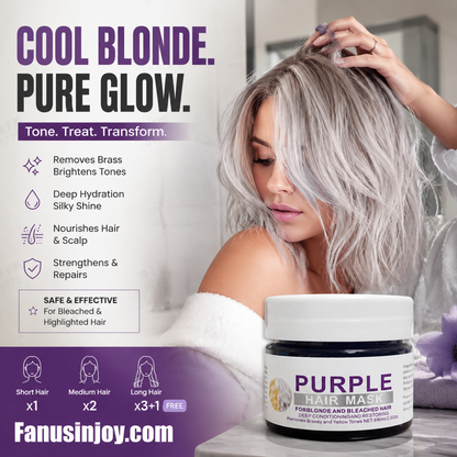 💜2 achetés 1 offert✨ Masque capillaire violet hydratant pour cheveux clairs, soin réparateur parfum longue durée anti-reflets jaunes ✨