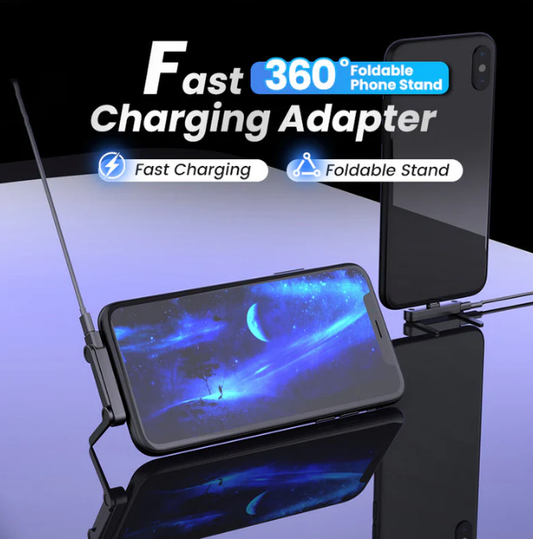 🏆 50% DE RÉDUCTION ! 🔥 2 achetés 1 offerts 🎁Adaptateur de recharge rapide avec support de téléphone pliable à 360°