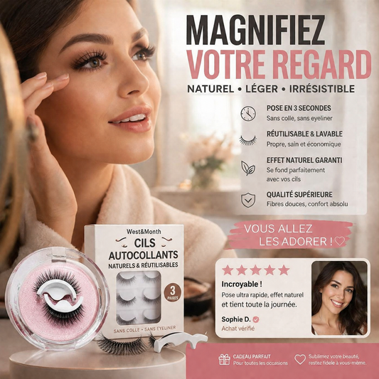 🏆 2 achetés, 1 offert 🎁 Faux cils réutilisables et autocollants