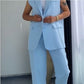 ⏰Last Day Sale 49% Off💖Women’s Stylish Sleeveless Blazer & High-Waisted Pants Set