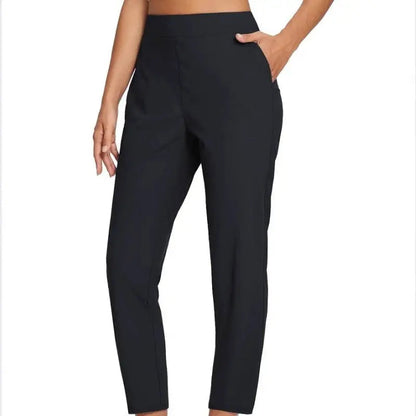 👖 50 % DE RÉDUCTION EN CE MOMENT ! 💐 Pantalon élastiqué taille haute pour femme avec poches zippées – Pantalon court extensible et infroissable