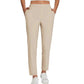 👖 50 % DE RÉDUCTION EN CE MOMENT ! 💐 Pantalon élastiqué taille haute pour femme avec poches zippées – Pantalon court extensible et infroissable