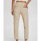 👖 50 % DE RÉDUCTION EN CE MOMENT ! 💐 Pantalon élastiqué taille haute pour femme avec poches zippées – Pantalon court extensible et infroissable