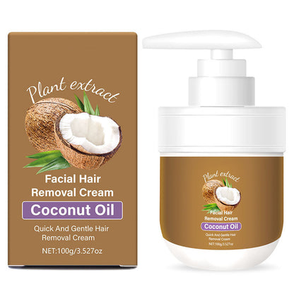 🥥 PROMO LIMITÉE 50% DE RÉDUCTION ! ✨ Crème Dépilatoire Visage Noix de Coco – Douce, Efficace, 100% Végétale 🌿