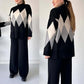🔥Limited stock available 50% OFF🔥Fashion Color-blocking Rhombus Sweater & Pants Set