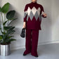 🔥Limited stock available 50% OFF🔥Fashion Color-blocking Rhombus Sweater & Pants Set