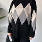 🔥Limited stock available 50% OFF🔥Fashion Color-blocking Rhombus Sweater & Pants Set