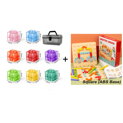 🧩 50% DE RÉDUCTION !  🧲 Jeu de Construction Magnétique 60+ Pièces – Aimants Puissants, 6 Faces, Sac de Rangement, Couleurs Vives, Idéal 7-14 ans, STEM 🎁