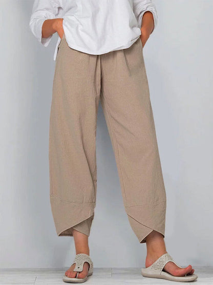 💎💃 PROMO -50% ! Pantalon Femme Coton & Lin – Coupe Large, Taille Élastiquée & Respirant (Kaki/Gris/Vert/Noir/Bleu Marine, S-5XL)