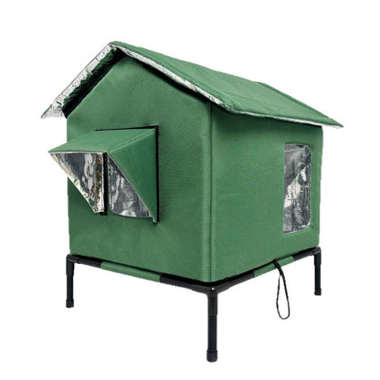 🐈 50% DE RÉDUCTION ! 🌧️ Maison pour Chat Extérieure Surélevée Toutes Saisons – Oxford + Aluminium Thermique – Imperméable & Isolée – Pliable pour Confort Douillet ✨