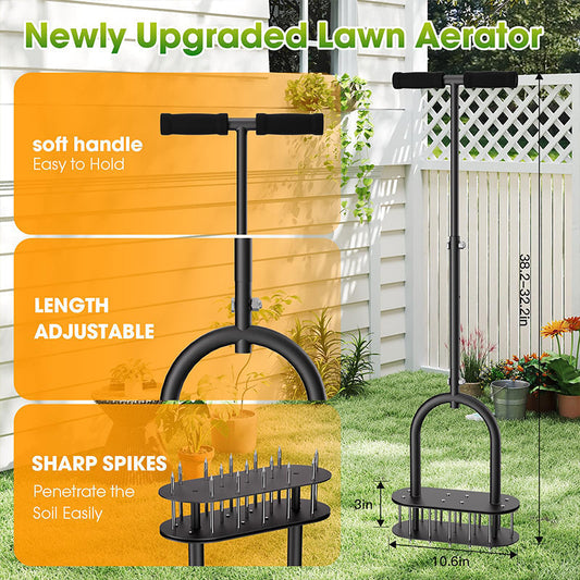 🌿 50% DE RÉDUCTION ! 🛒 Aérateur de Pelouse Manuel – Acier Carbone, Éjection à Ressort & Manche Réglable pour Jardin & Cour.🏡