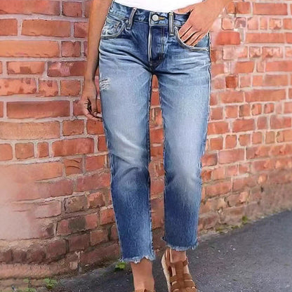 👖 50 % DE RÉDUCTION EN CE MOMENT ! 🌿Jean slim tendance pour femme, effet usé