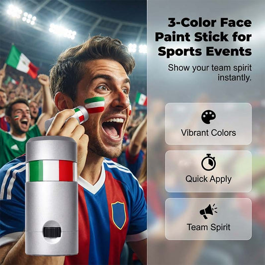 🇮🇹 Bâton de Peinture Drapeau Italien – 3 Couleurs en 1 pour Supporter Votre Équipe !