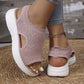 👡50 % DE RÉDUCTION EN CE MOMENT ! 💐 Sandales à semelle compensée en tricot respirant pour femme – Tige en tricot aéré, semelle rembourrée et chaussures d'été légères et confortables ✨