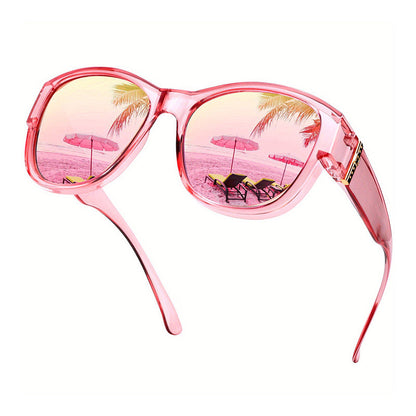 🏖️ Soldes d'été ☀️Grandes lunettes de soleil à porter par-dessus des lunettes de vue pour femmes💐