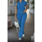 👗 50 % DE RÉDUCTION ! 💐 Ensemble 2 pièces pour femme (haut et pantalon) de style décontracté – Chic, coupe large, détails dorés ✨
