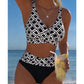 👙 PROMO LIMITÉE -50% ! 💐 Bikini Deux Pièces Taille Haute Femme – Col V, Motif Géométrique, Extensible & Séchage Rapide 🌊