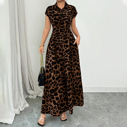 ⏳50 % de réduction pour une durée limitée⏰Robe élégante à revers pour femme, imprimé léopard🐆👗