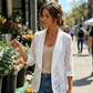 👗 50 % DE RÉDUCTION EN CE MOMENT ! ✨Blazer féminin élégant en dentelle à motifs floraux – Une pièce élégante et légère, idéale du bureau à la soirée✨