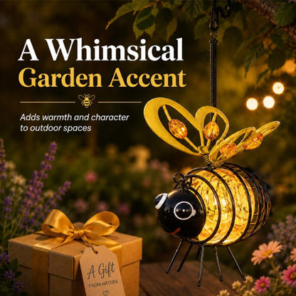 🐝 PROMO LIMITÉE 50% DE RÉDUCTION ! 🎁Deux achetés, un offert ☀️ Suspension Solaire Abeille Lumineuse – Ailes en Cœur, Métal, Résistant aux Intempéries 🌸