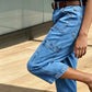 👖 PROMO FLASH 50% ! 📢Pantalon Jean Court Extensible Femme – Coupe Barrel Décontractée, Taille Mi-Haute, Poches Multiples, 2 Coloris, Tailles S-3XL, Idéal Quotidien ✨