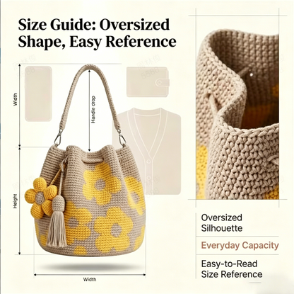 👜 50 % DE RÉDUCTION EN CE MOMENT ! 💐Sac fourre-tout à fleurs au crochet fait main 🌼✨