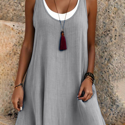 💃 50 % DE RÉDUCTION EN CE MOMENT ! 💐Robe débardeur décontractée, ample et sans manches, au look superposé pour femme