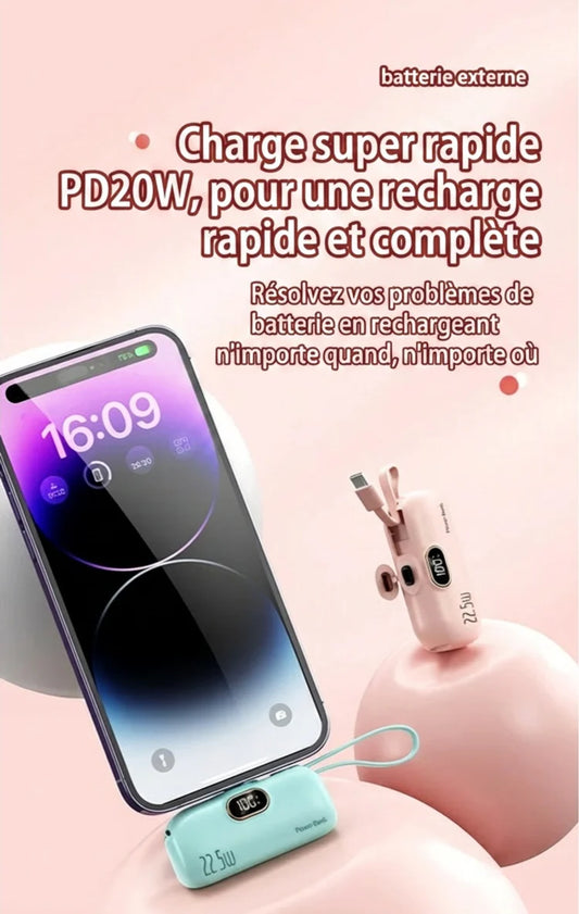 🏆  50 % DE RÉDUCTION EN CE MOMENT !  🔋 Mini batterie externe de 5000 mAh – Charge rapide, ultra-compacte et idéale pour les voyages 📱