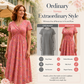 👗 50% DE RÉDUCTION ! 💐Robe pour femme à encolure en V, motif floral et taille froncée🌺