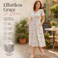 👗 50% DE RÉDUCTION ! 💐Robe pour femme à encolure en V, motif floral et taille froncée🌺