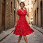 👗 50% DE RÉDUCTION ! 💐Robe pour femme à encolure en V, motif floral et taille froncée🌺