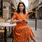 👗 50% DE RÉDUCTION ! 💐Robe pour femme à encolure en V, motif floral et taille froncée🌺