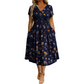 👗 50% DE RÉDUCTION ! 💐Robe pour femme à encolure en V, motif floral et taille froncée🌺