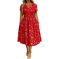 👗 50% DE RÉDUCTION ! 💐Robe pour femme à encolure en V, motif floral et taille froncée🌺