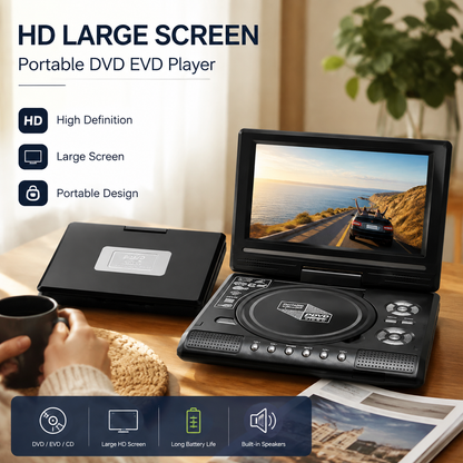📺 50 % DE RÉDUCTION !!! 💿 Lecteur DVD/EVD portable HD 7,8 pouces – Grand écran, rechargeable et compatible DVD/CD/USB/SD