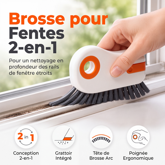 🏆 Offre spéciale du dernier jour :15.99€ ! 🔥 1 achetés 1 offerts 🎁Brosse de nettoyage pour rainures de fenêtre 2-en-1 avec grattoir intégré