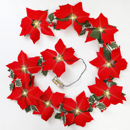 🔥 50% DE RÉDUCTION ! ✨Guirlande lumineuse de Noël avec des poinsettias